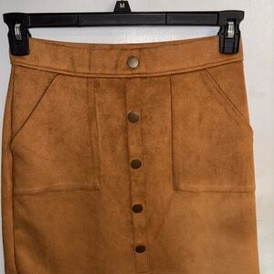 Tan Button-Front Women's Skirt